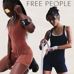 FP Movement Free People Never Better Runsie Black Short Romper Jumpsuit Small